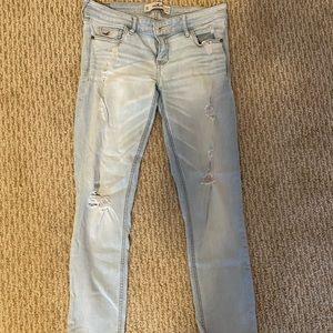 Blue Hollister Ripped Skinny Jeans
